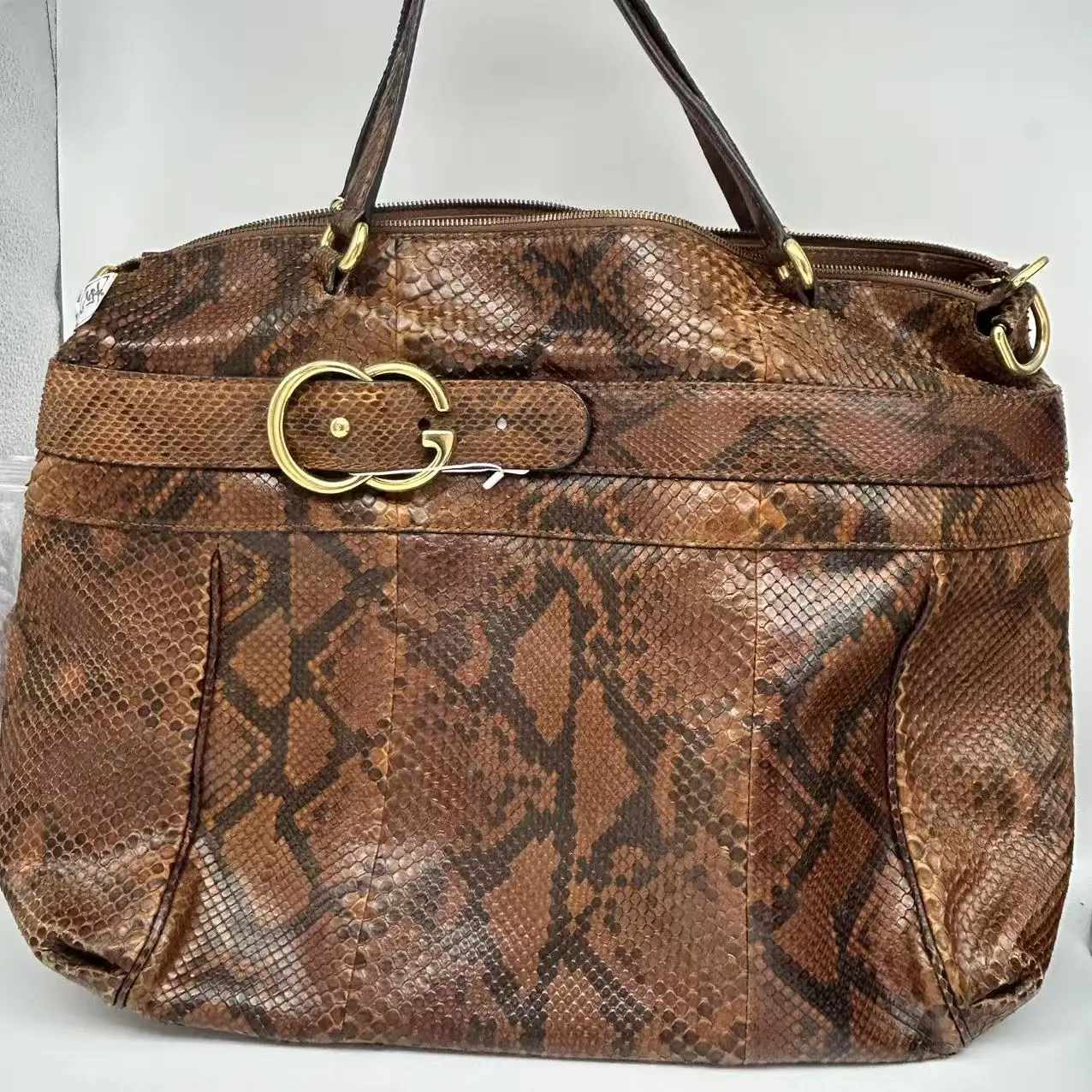 Pre-owned GUCCI Ride Python GG Tote Bag