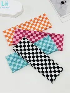Women's Elegant Plaid Print Elastic Fabric Headbands, Suitable for Daily Wear, Fitness, Running, Yoga, Sweat Absorbing Hair Tie