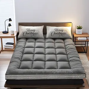 TORAXmattress Ultra-Soft Gray Mattress Pad Non-Slip Checkered Border for All Mattress Sizes Quality Mattress Topper