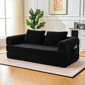 79''  loft bed Cloud Couch Convertible Sleeper | 5-in-1 Boneless Corduroy Sofa Bed with Huge Side Pocket | 4 Modes for Seating/Lounging/Sleeping - Perfect for Small Living Rooms & Studios! No Assembly