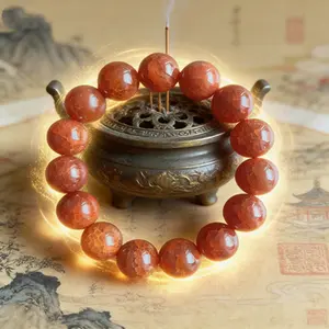 Authentic Taoist Consecrated Red Agate Bracelet – Feng Shui Amulet for Peace & Prosperity