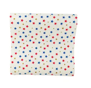 Patriotirc Red, White & Gold Star Table Runner  Festive Disposable Paper Decor for Parties, BBQs & Celebrations