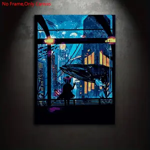1 Piece/Set Frameless Canvas Painting Print Poster,Classic Cyberpunk Futuristic Surrealism Pop Art, Modern art design,BioShock,Perfect Gift for Video Game Lovers,for home and dorm rooms,Mural,Wall & Room Decor