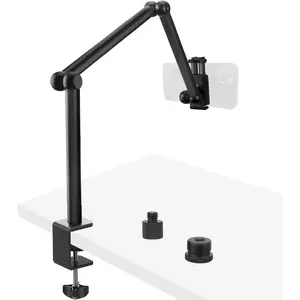 Magic Arm Desk Mount/Clamp, 28" Adjustable Camera Arm for iPad, Overhead  Mount, for  Snowball Microphone, Light, Webcam, Action Camera AS05