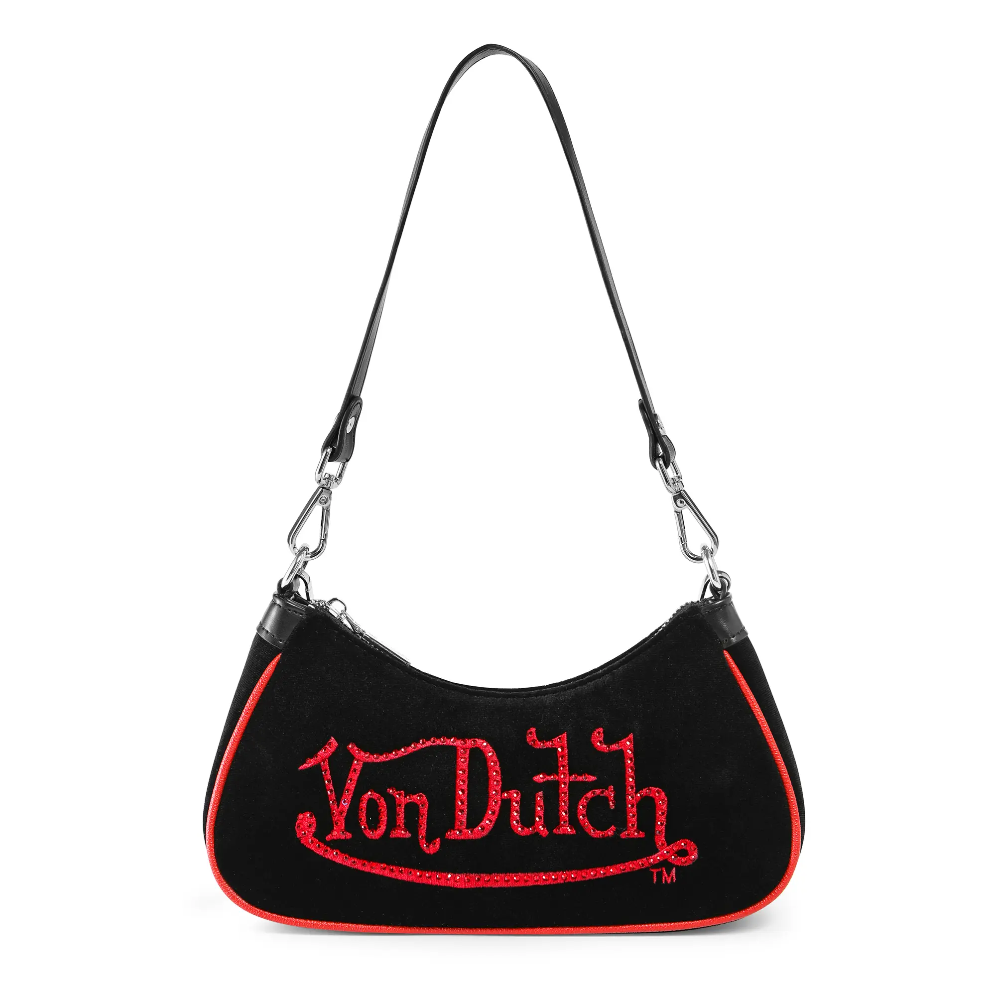Black and Red Rhinestone Shoulder Bag