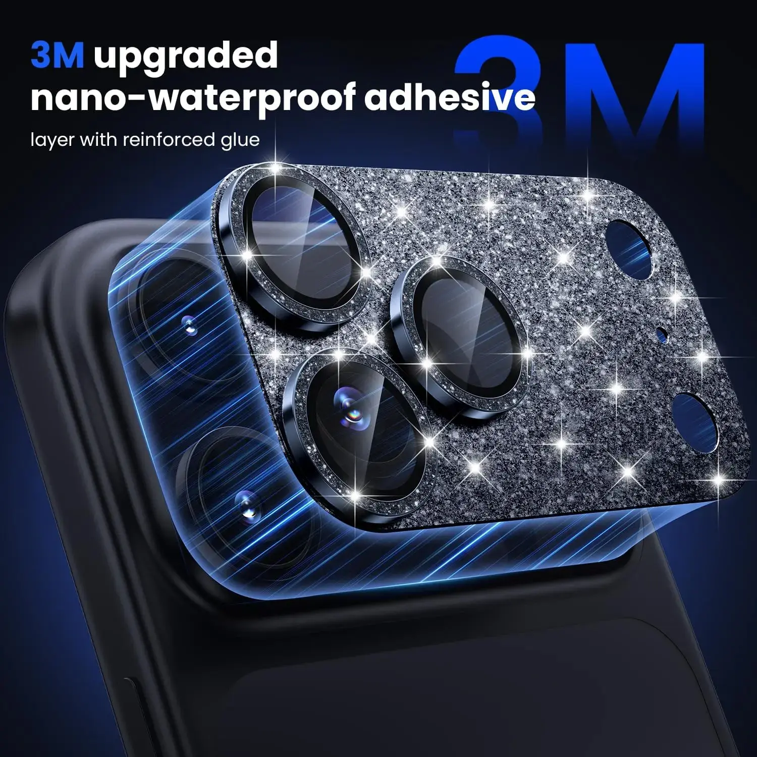 Blinged Out Camera & Screen Protector for iPhone 17/17 Pro/17 Pro Max/16/15/14 Pro Max - 9H Tempered Glass, Ultra HD, Shiny Diamond Sparkle, Anti-Scratch, Easy Install, Camera Protection Phone Screen Protectors, Holiday Gift Option, Smartphone, Handheld,