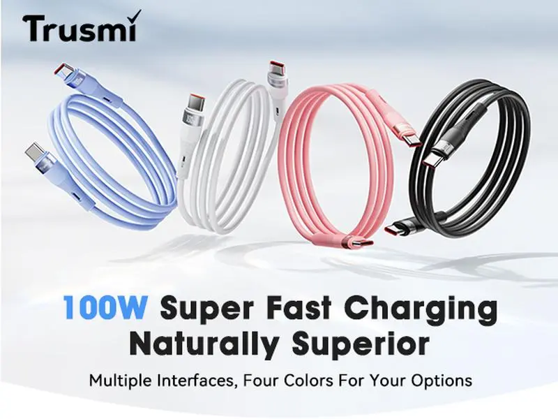 Trusmi Soft Silicone Fast Charging Cable – 100W USB-C to USB-C Charging & Data Cable