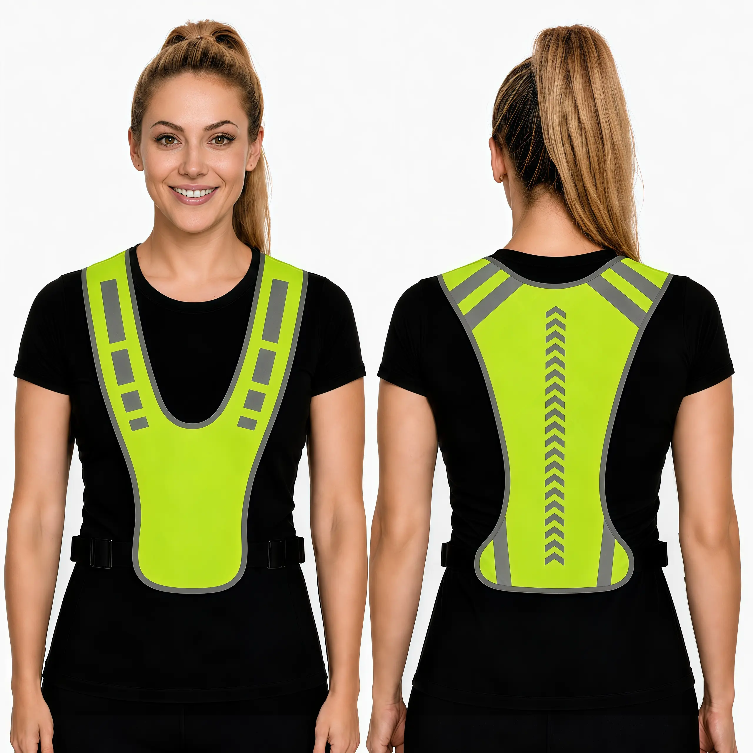 Unisex Adjustable Reflective Running Vest, High-Visibility Lightweight Gear for Running, Cycling, Walking, Dog Walking & Night Activities