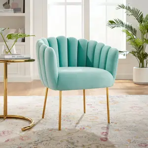 Modway Sanna Channel Tufted Performance Velvet Armchair in Mint