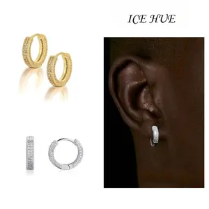 [ICE HUE]18K Gold Vacuum Plated Copper with 5A+ Sri Lanka Zircon Prong Earrings  Miami Italy Mexico & Micro Inspired for Women & Men Luxury Jewelry,Daily Wear,Casual Fashion,Gift Idea,Chicano,Classic,Hip Hop,Simple,Sporty Style