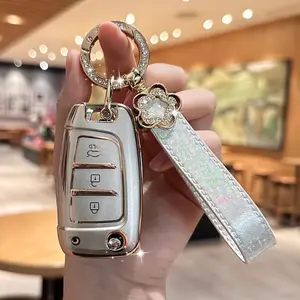 TPU Car Flip Key Fob Cover Case for Hyundai for Tucson for Sonata for Elantra I40 Shell Holder, for Hyundai for Celesta I35 Car Key Cover Keyless Cap Accessories Key Fob Protector Car Key Accessory