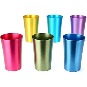 CLW Aluminum Water Tumblers, Set of 6, Different Color, for Children and Adults, Travelling Tumblers, Party Tumblers, Stackable 10oz (SMALL)