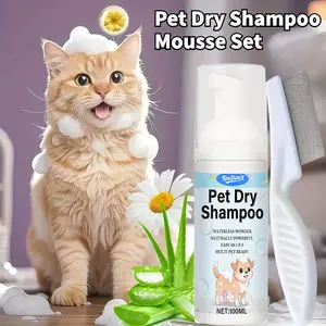 Pet Shampoo Mousse for Cats and Dogs, Odor Removal Body Wash, Convenient No-Rinse Foam Mousse, Easy-To-Use Pet Grooming Product
