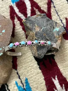 Handmade Sterling Silver Cotton Candy Cuff Bracelet "Signed Nizhoni"
