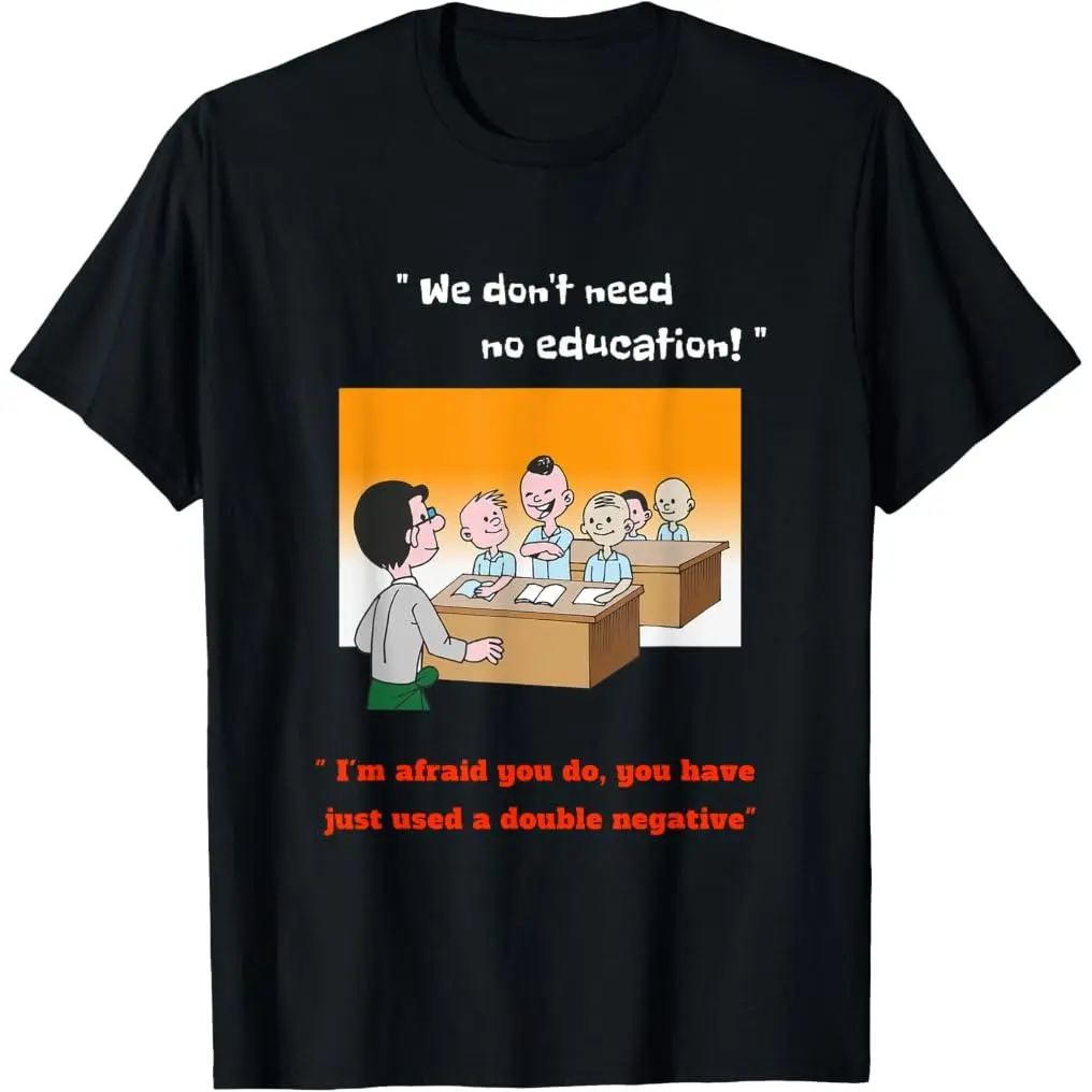 Unisex Stretchy Short-Sleeve "We Don't Need No Education" Graphic Sports Top, Breathable Summer Day Casual Tee, Shortsleeve