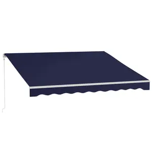 Shelter 12' x 10' Automatic Awning Fabric Fade Resistant Powder Coated Steel Aluminum For Backyard Or Balcony Patio Awning
