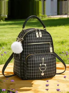 High-Style Letter Print Mini Backpack for Women, Casual Daypack, Chic Casual Multi-Functional Handbag, Shoulder Bag, Crossbody Bag, All Seasons