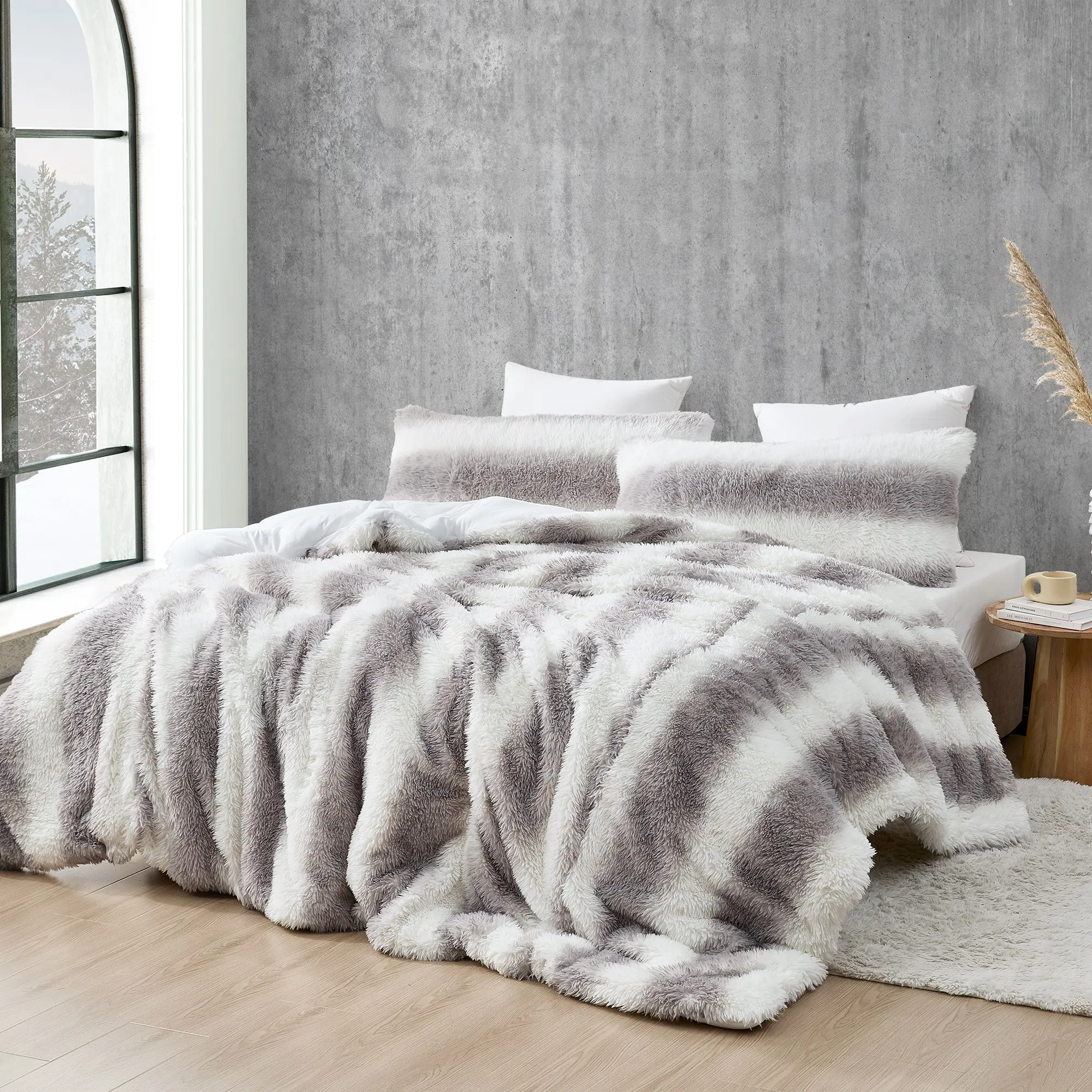 Striped Chunky Bunny Bare - Coma Inducer Oversized Comforter - Gray and White