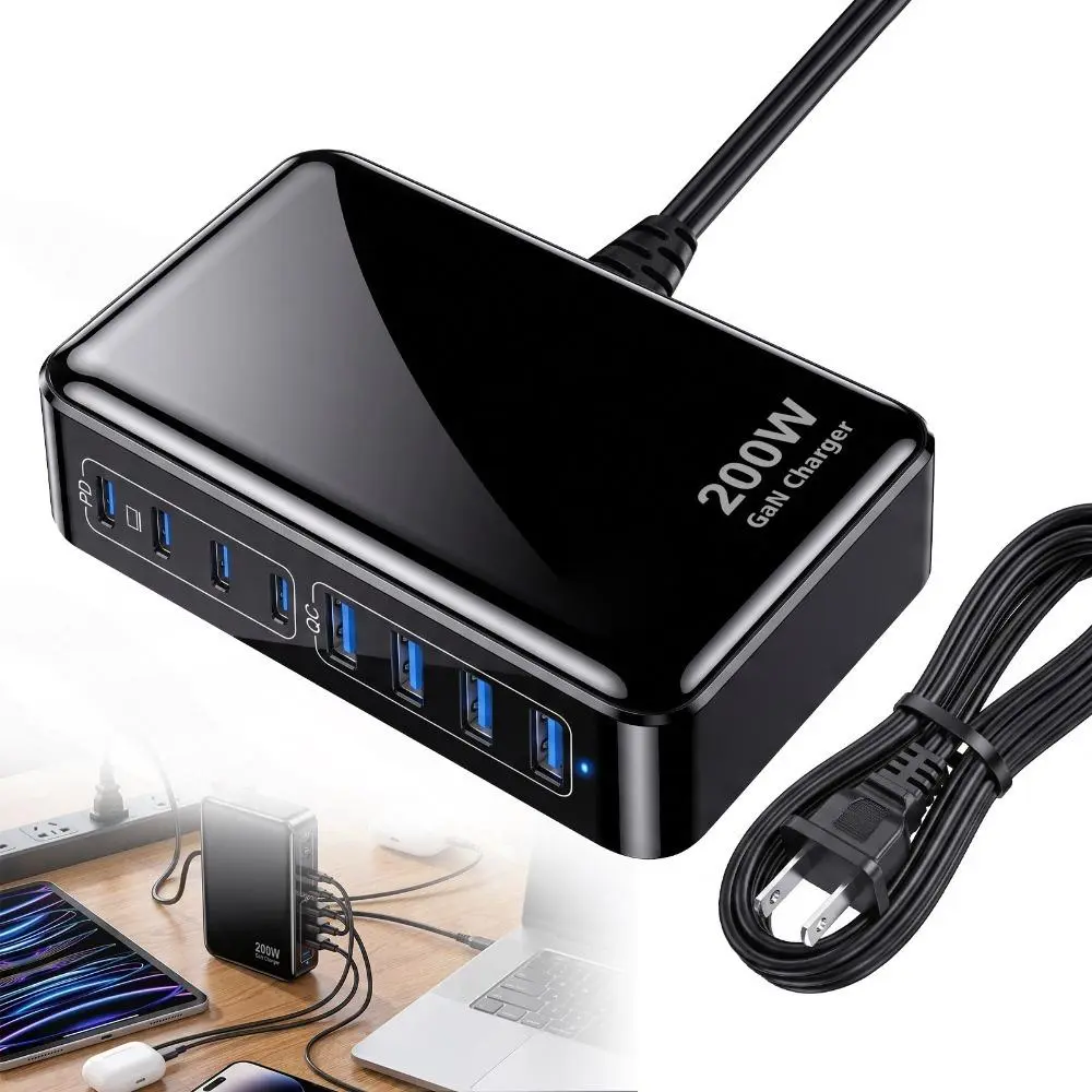 200W GaN Charger Station - 200w Model, 65W Single Port Fast Charging, Multiple USB Compact Desktop Charger for Home, Travel (Computers & Office Equipment Accessory)