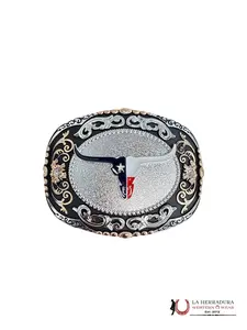 ROSE GOLD & SILVER TEXAS BULLHEAD ROUND BUCKLE