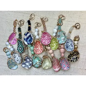 Keychain Decoupage Oyster Shells