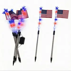 Red White Blue Solar Led String Lights, Waterproof American Flag Patriotic Lights, Indoor Outdoor Yard Garden Decor for Memorial Day, Independence Day, Christmas, Wedding Party