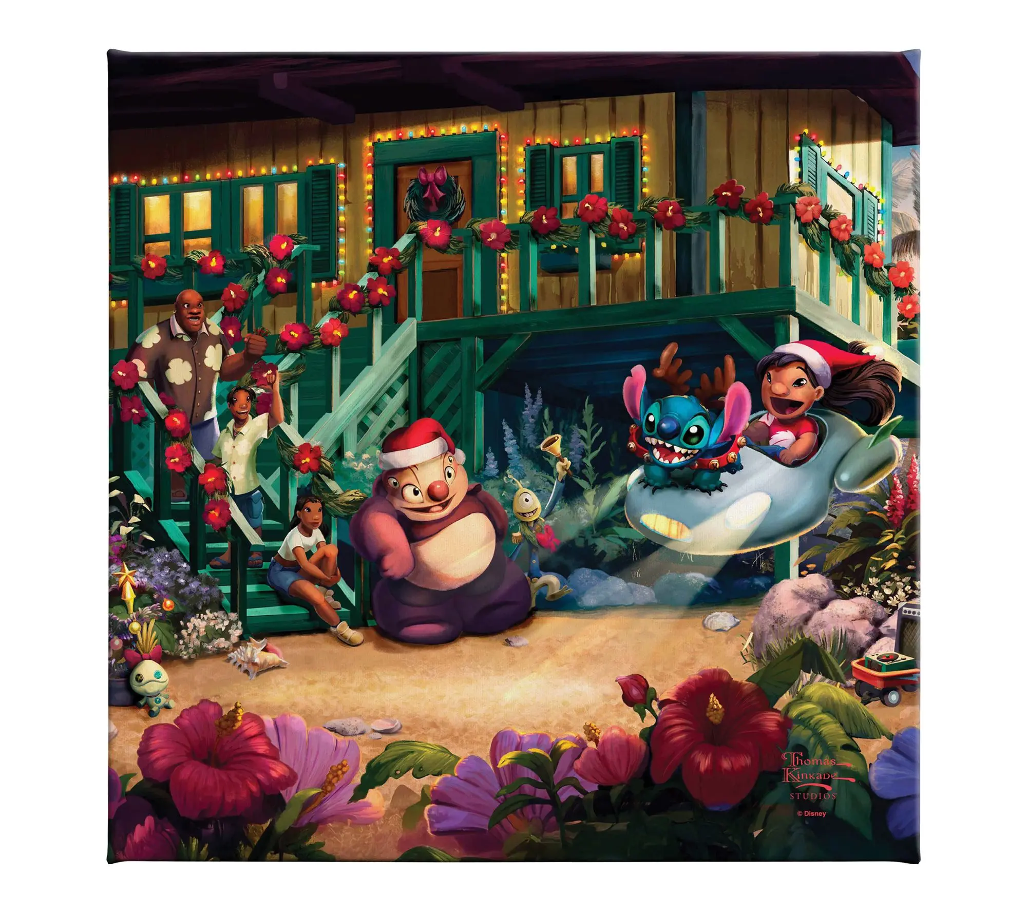 Thomas Kinkade Lilo & Stitch Aloha Christmas 14x14Gallery Wrap