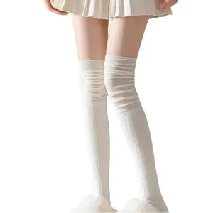Women’s Cotton Thigh High Socks – Warm Cable Knit Over the Knee Boot Stockings, Extra Long Stretchy Slouch Socks, Cozy Fall Winter Leg Warmers for Daily & Layered Outfits