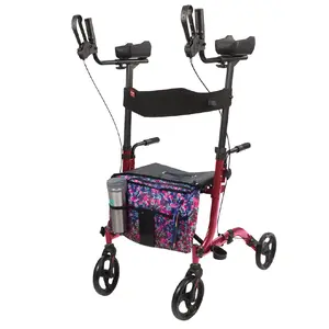 Vive Upright Walker with Seat - Tall Rollator Walker with Armrests