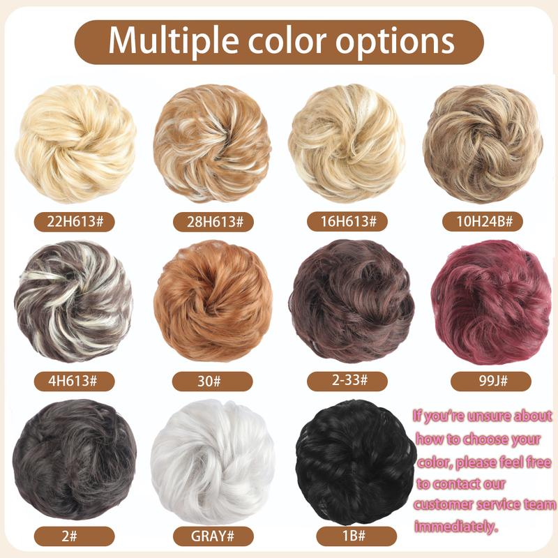 Messy Bun Hair Piece Wavy Synthetic Chignon Scrunchies for Instant Volume Elastic Bun Ponytail Hair Extensions Thick Hairpieces for Women 1.50 oz