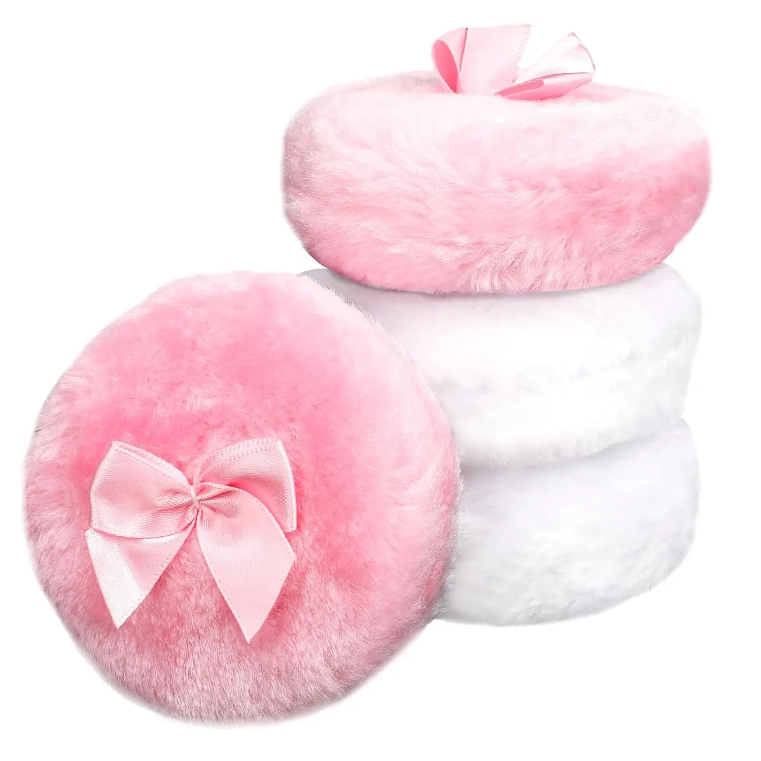 4Pcs Large Fluffy Powder Puff, White Powder Puff, Powder Puffs for Face powder, Ultra Soft Body Powder Puff, Soft Face Body Powder Puff, Washable Reusable Makeup Puffs