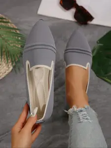 Women's Solid Color Pointed Toe Flat Shoes, Casual Comfortable Breathable Slip on Ballet Flats, Office Commuting Shoes, All-match Commuter Shoes for Work & Daily Wear, Girl, Footwear