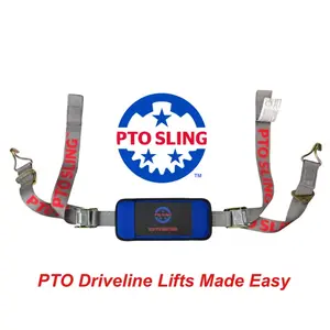PTO Sling – 2” Polyester Webbing Strap with Hooks, Adjustable Length, Hoist & Support Implement Driveline for Quick, Safe Tractor PTO Shaft Connections – 250 lb Capacity