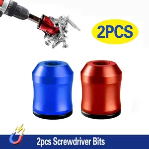 2PCS Strong Magnetic Screw Ring Set, Universal 1/4" (6.35mm) Hex Screwdriver & Drill Bit Magnetizer, Screw Holder with Bonus PH2 Bits