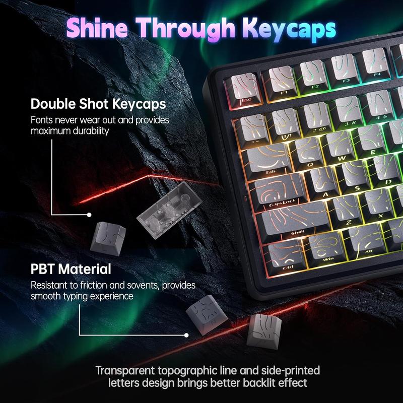 Aula F75 MAX Wireless Mechanical Keyboard with TFT Screen and Knob, Gasket Gaming Keyboard in 75% Layout, Hot Swappable, RGB Backlight, for  Multimedia ScrolWheel, creamy keyboards