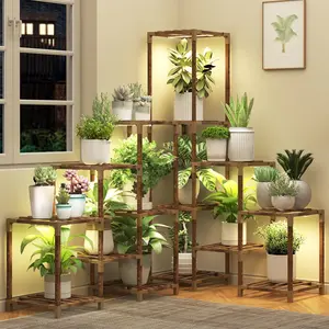 Large Corner Plant Stand with Grow Light, Plant Shelf Indoor Flower Stand for Living Room Patio Garden Home Decor Gift Organiser