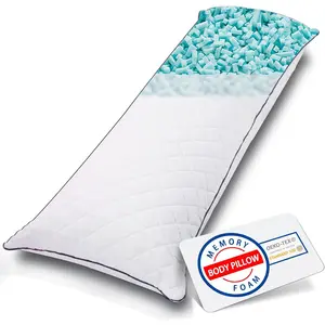 Pillow, Cooling Memory   Pillows for Adults Sleeping, Long Pillow for Bed, Big Large Firm Full  Pillow for Side Sleeper, 20x54 Inch, White