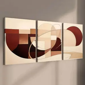 3-Pack Wooden Frame Canvas Art, Modern Abstract Geometric Poster, Waterproof High-Definition Decor, Ideal for Home & Office