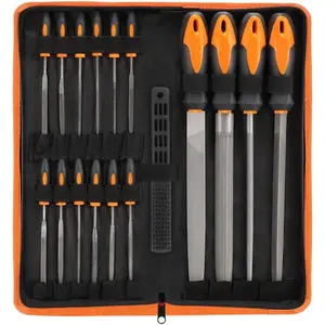 Premium Grade T12 Drop Forged Alloy Steel File Tool Set - 17 Pieces with Carry Case, Includes 12 Needle Files & 1 Brush