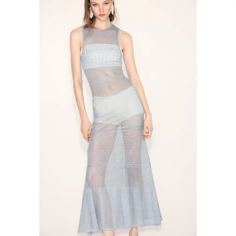 knee length dresses for ladies H&M Grey Sleeveless Turtleneck Wool Maxi Dress UK XS