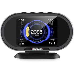 KONNWEI KW206 Car OBD2 HUD Digital Meter Gauge All in One Automotive Trip Computer Smart OBD Speedometer Water Temperature Fuel Pressure Tester for All 2003 and Newer Cars