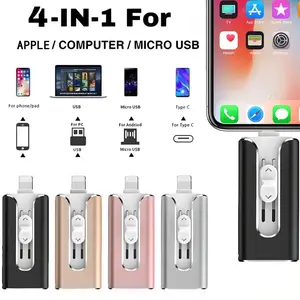 USB 3.0 Flash Drive Memory Stick, iPhone Type-C Photo Stick, Multi-Purpose Storage, 64GB/128GB/256GB/512gb, Pen Drive, Thumb Drive, 4-In-1 Micro USB