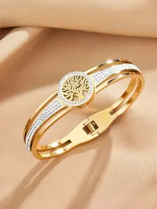 Life Tree Bracelet Women Luxury Bangle, Life Tree Design, Geometric Pattern Titanium Steel, Modest Style, All Seasons Accessory, No Choking Hazard