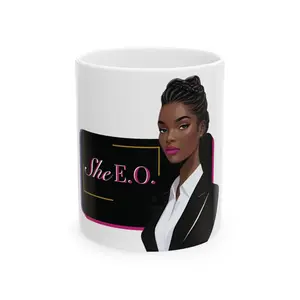 Empowered SheEO Ceramic Mug, Feminist Coffee Cup, Girl Boss Tea Mug, Empowerment Boss Lady Gift, Women Entrepreneurs Office Decor