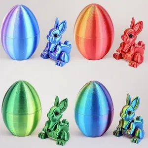 Easter Surprise Eggs 4 Pack - 3D Printed with Articulated Bunny Toys Inside! Flexible Prefilled Eggs for Easter Baskets, Hunts & Gifts