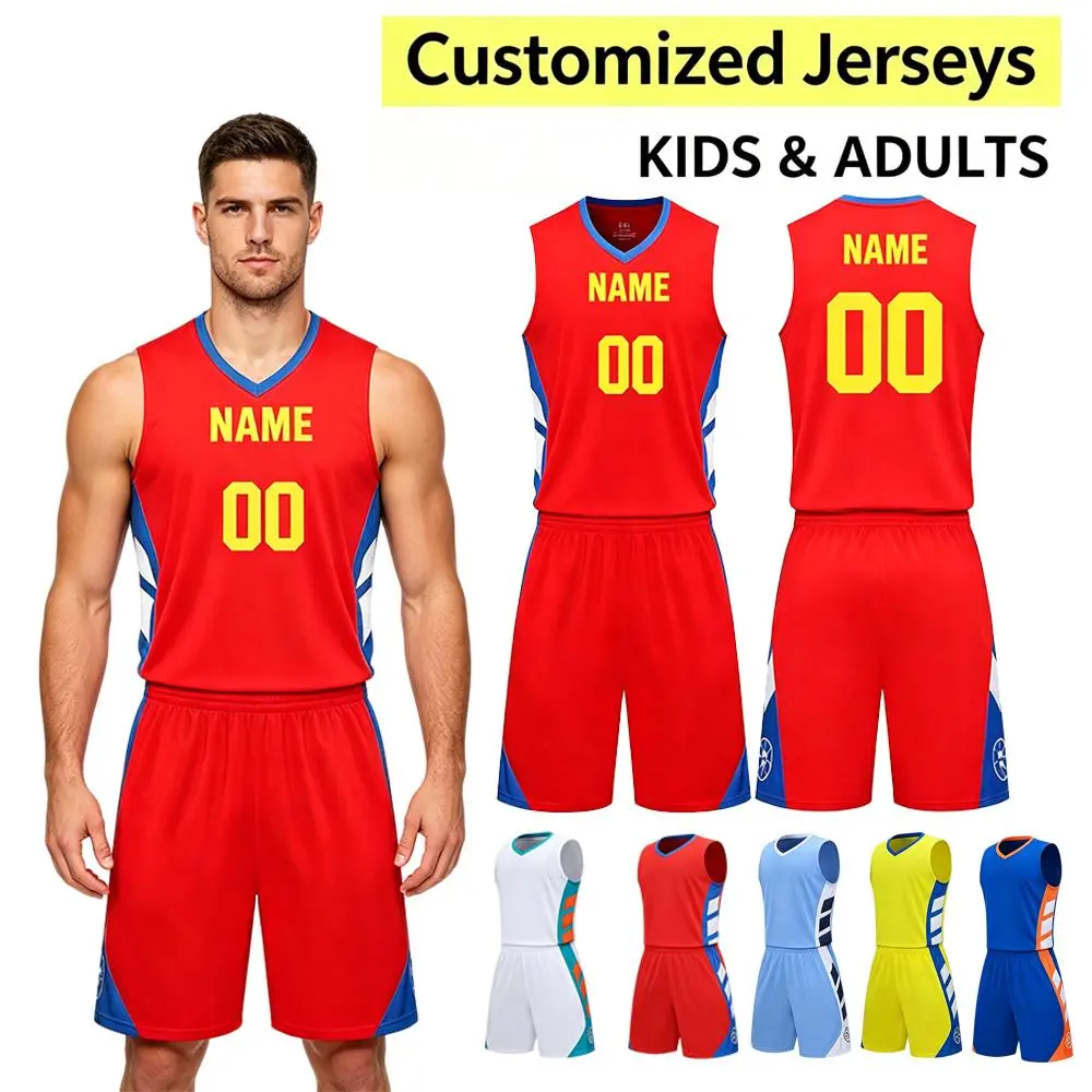 Basketball Uniform Set for Men & Boys, Personalized Sleeveless Polyester Jersey and Shorts with Custom Name & Number, Breathable, Up to 7XL, 3Xl, 2Xl, 5Xl, S, Male, Fits Adults, 4Xl