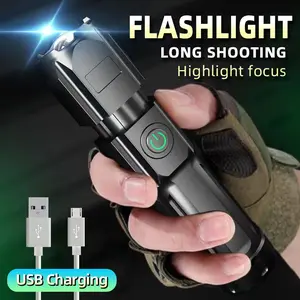 Super Bright LED Flashlight, USB Rechargeable, Waterproof Handheld Flashlight for Camping, Hiking, Emergency and Daily Use