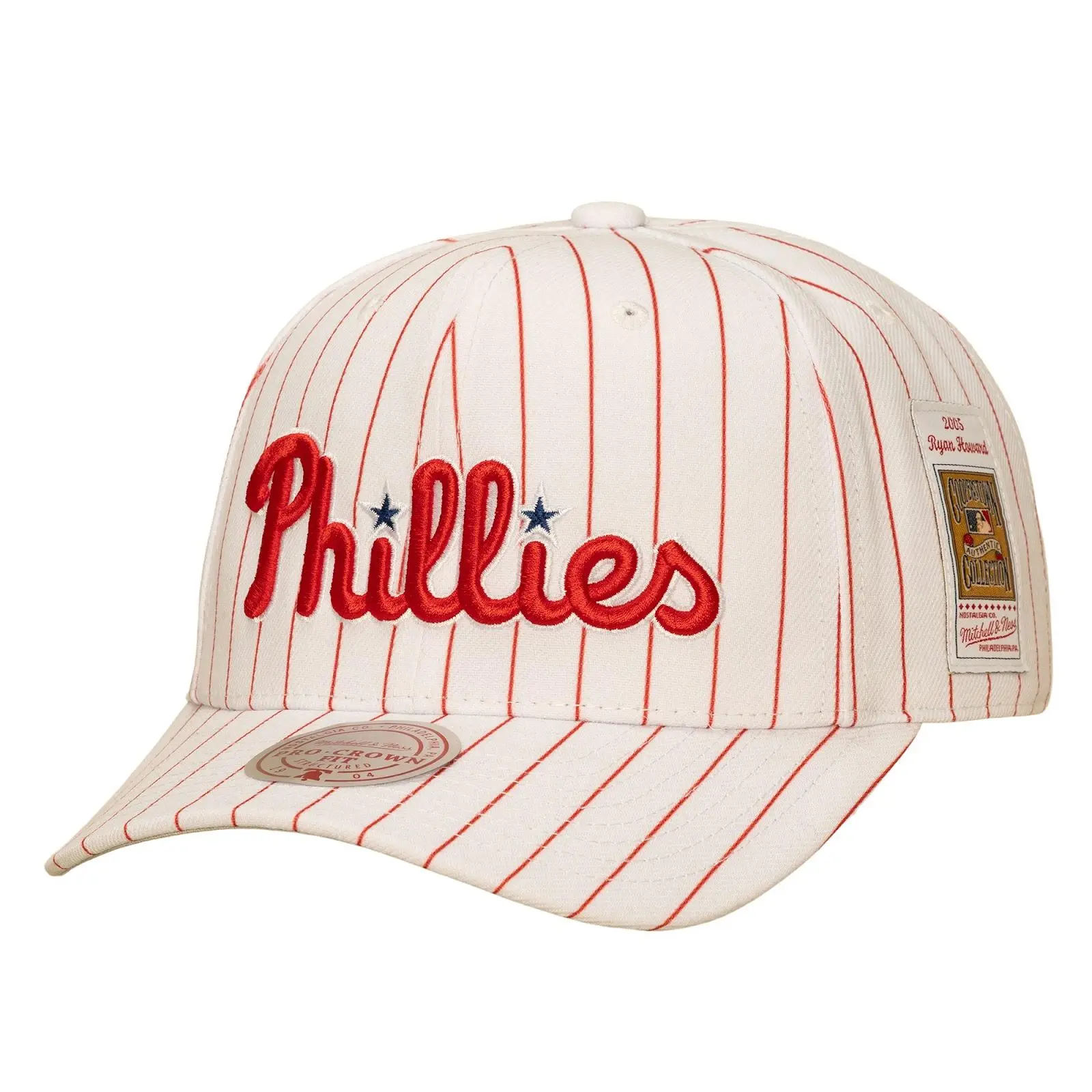 Ryan Howard Philadelphia Phillies 2005 White Cooperstown Jersey Cut Pro Crown Snapback Hat MLB Throwback Cap Adjustable Fan Gear Mitchell & Ness