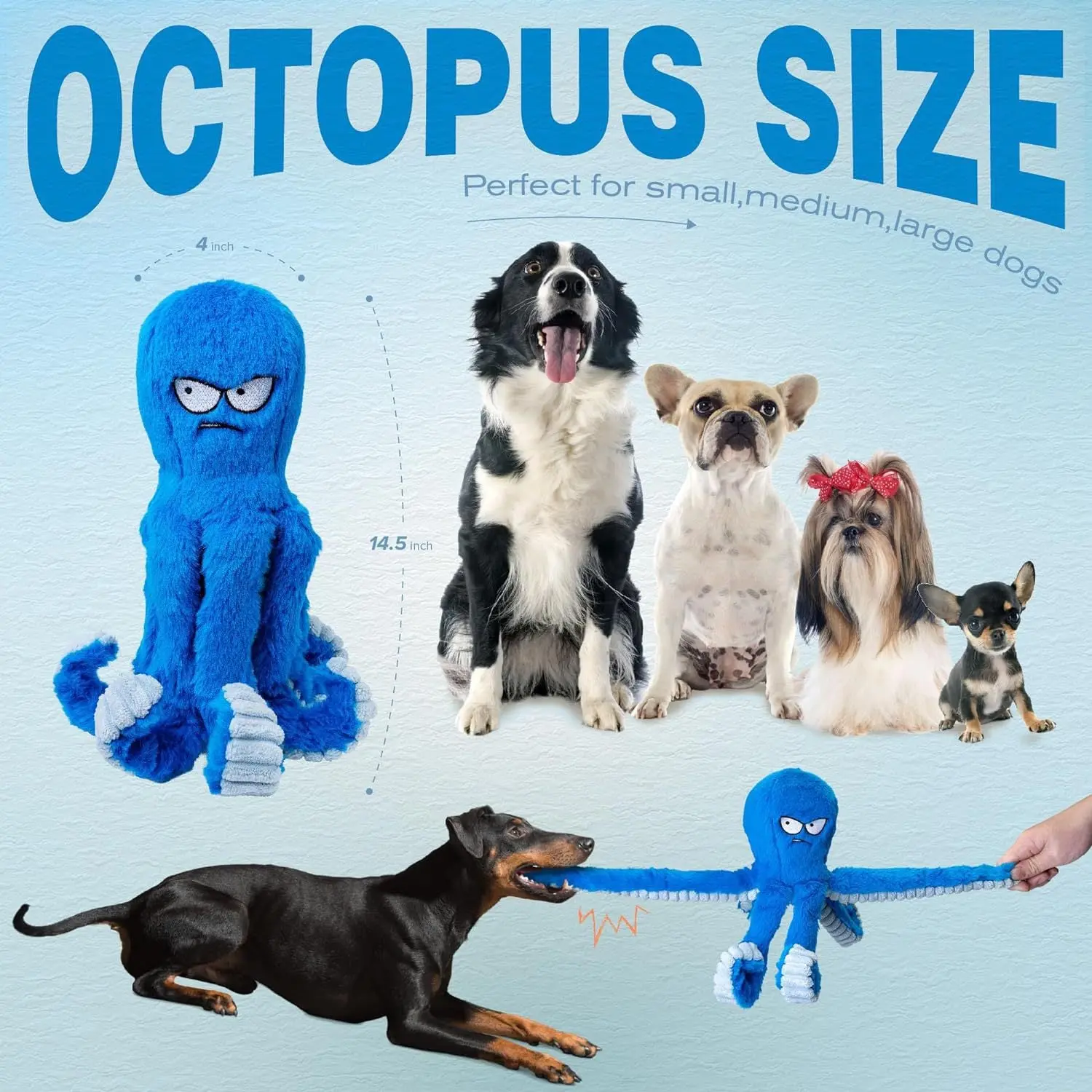 Tough Octopus Stuffed Dog Chew Toy