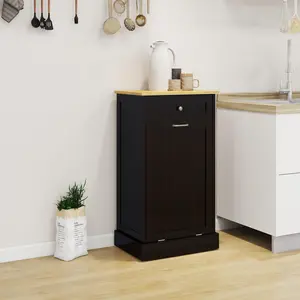 E1 MDF Trash Cabinet – Won't Deform Like Normal Wood, Damp-Proof. UV Painting, Eco-Friendly. Use as Kitchen Cabinet, Laundry Box or Recycling Station (Black)